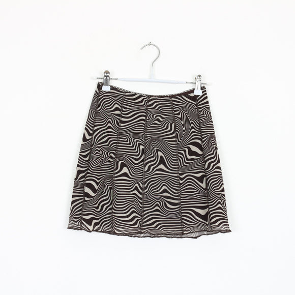 Brown & Cream Print Mini Skirt | Thrift Find – Size XS