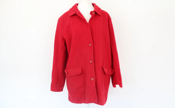 Red Melton Wool-Blend Button-Front Jacket | Size 34 | Pre-Loved