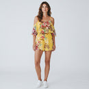 Forever New Yellow Tropical Playsuit | Size 10 | Pre-Loved-3