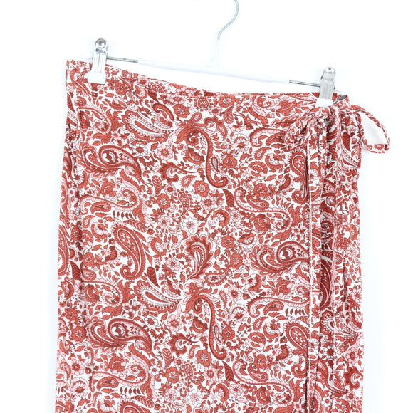 Red & Pink Paisley Wrap Skirt | Thrift Find – Size 32