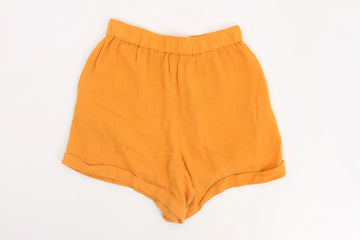 Mustard Crepe Relaxed-Fit Summer Shorts | Size 8 | Pre-Loved