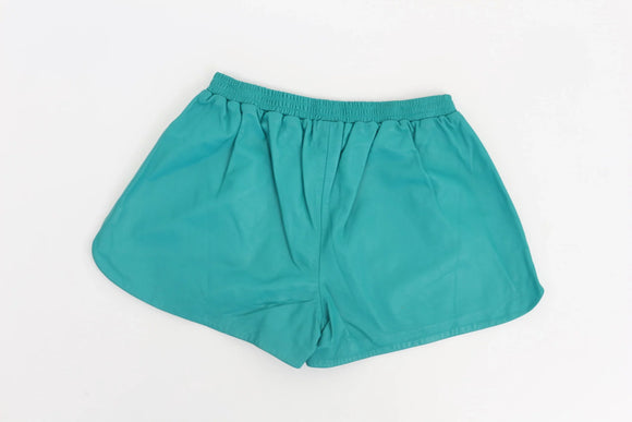 Blue genuine leather shorts - S
