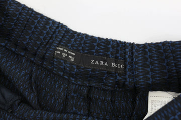 Zara Blue & Black Satin Shorts | Size S | Pre-Loved - 0