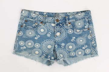 RE Denim Boho-Print Shorts | Size 34 | Pre-Loved