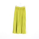 Lime Green Satin Pleated Midi Skirt | Thrift Find – Size 34-1