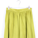 Lime Green Satin Pleated Midi Skirt | Thrift Find – Size 34-2