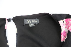 Black and pink floral long sleeve jumpsuit - XS - 0
