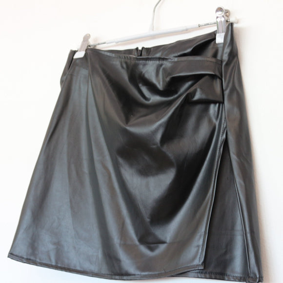 Black Pleather Mini Skirt | Thrift Find – Size S