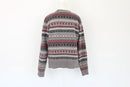 Vintage patterned grey and red winter jersey - M-3