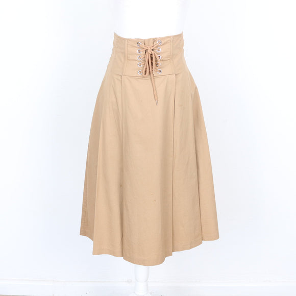 H&M Camel Tie-Waist Midi Skirt (XS)