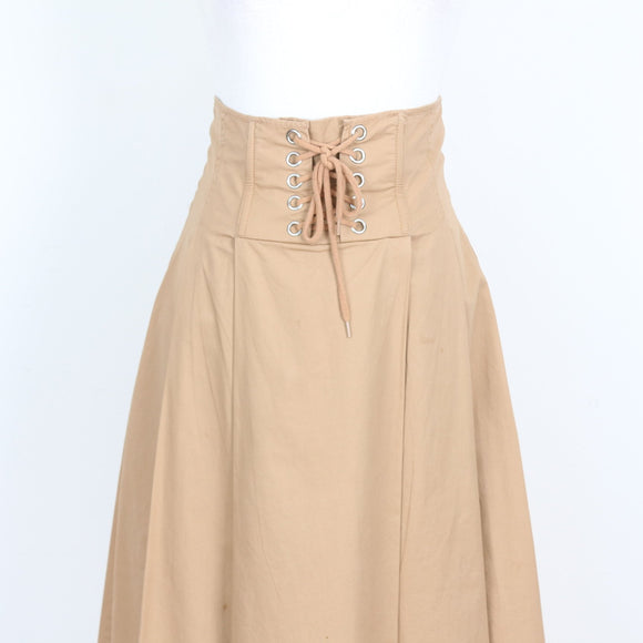 H&M Camel Tie-Waist Midi Skirt (XS)