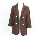 Brown White-Button Blazer (S)-1