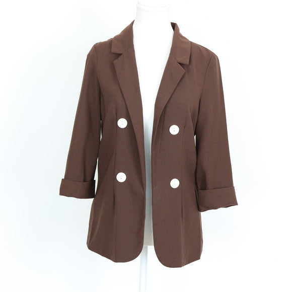 Brown White-Button Blazer (S)