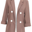 Brown White-Button Blazer (S)-2