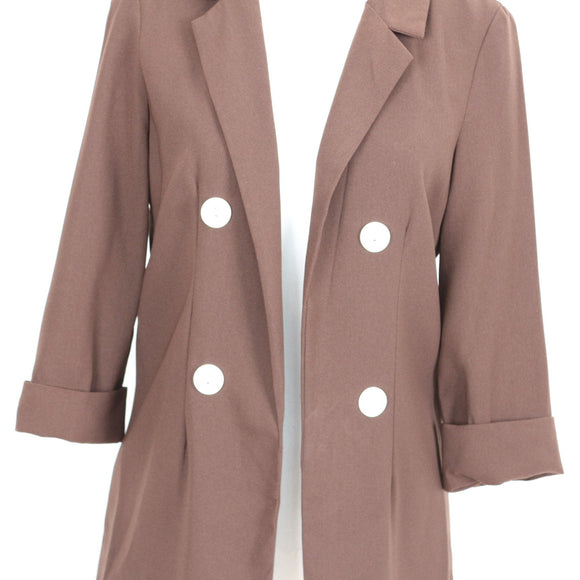 Brown White-Button Blazer (S)