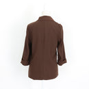 Brown White-Button Blazer (S)-4