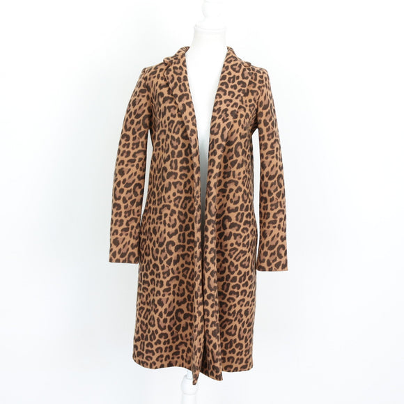Zara Leopard Print Longline Coat – Size S