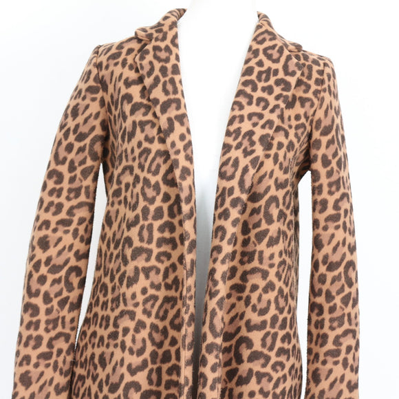 Zara Leopard Print Longline Coat – Size S
