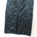 Vintage Black Paisley Satin Maxi Skirt with Slit – Size M-3