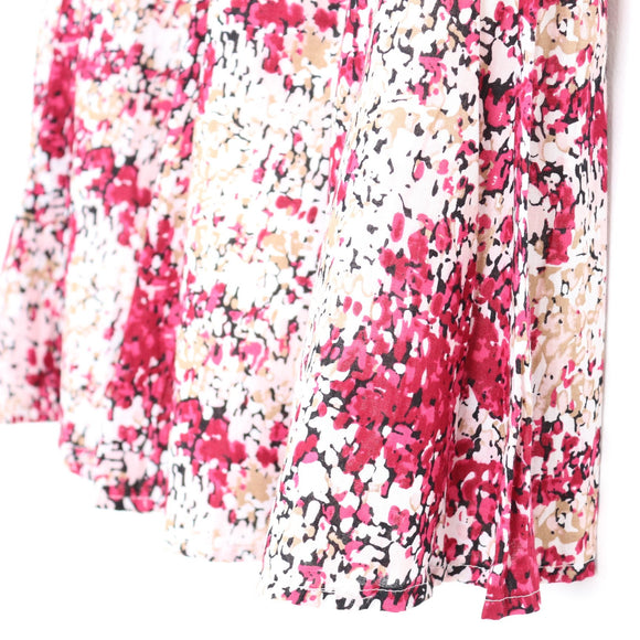 Pink & Red Abstract Floral Flared Midi Skirt – Size 34