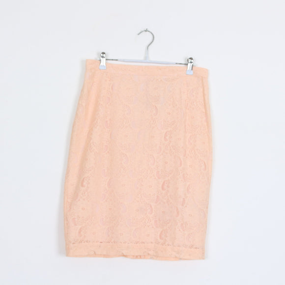 H&M Peach Lace Pencil Skirt – Size 10