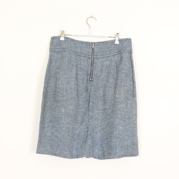 Trenery Light Blue Pure Linen Straight Skirt with Pockets – Size 10