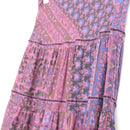 Burgundy Tiered Boho Maxi Skirt with Ethnic Print – Size M-4