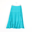 Turquoise Tiered Maxi Skirt with Embroidered Trim – Size S-1