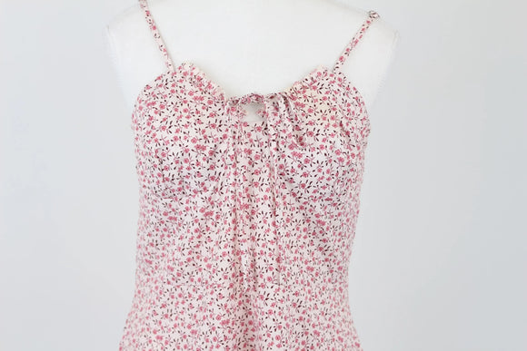 Pink floral mini dress - M