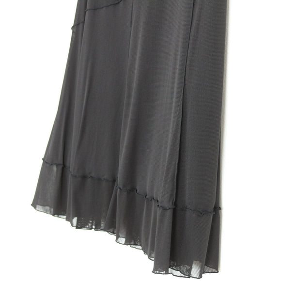 Charcoal Chiffon Flared Midi Skirt with Ruffle Hem – Size XL