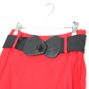 Red & Black Floral Border A-Line Midi Skirt with Bow Belt – Size 32-3