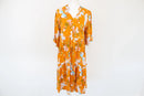 Orange floral tiered summer dress - M-1