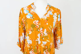 Orange floral tiered summer dress - M - 0