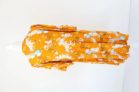Orange floral tiered summer dress - M
