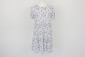 White and black polka dot summer dress - S