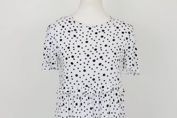 White & Black Polka Dot Summer Dress | Size S | Pre-Loved - 0