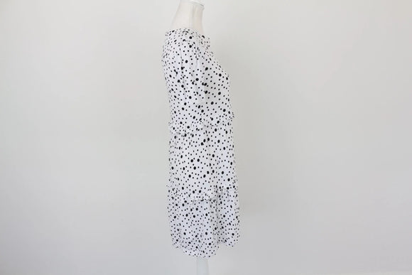 White and black polka dot summer dress - S