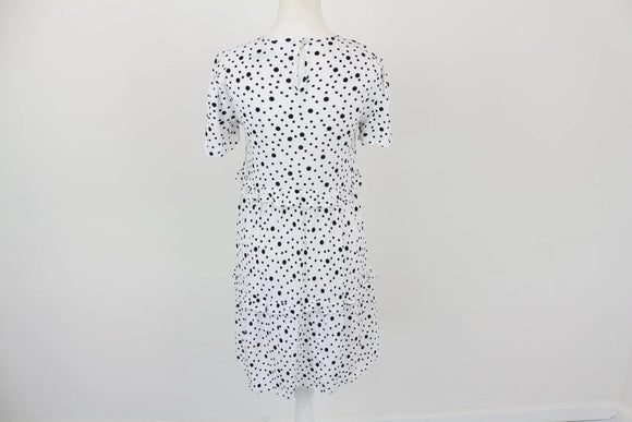White and black polka dot summer dress - S