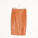 Camel Faux Leather Bodycon Midi Skirt – Size L-1