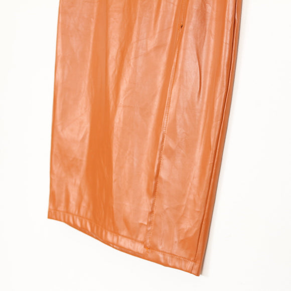 Camel Faux Leather Bodycon Midi Skirt – Size L