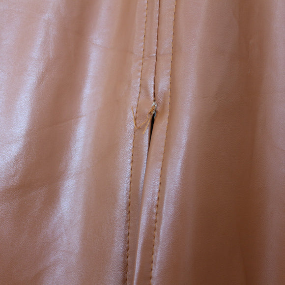 Camel Faux Leather Bodycon Midi Skirt – Size L