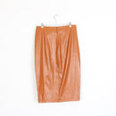 Camel Faux Leather Bodycon Midi Skirt – Size L-3