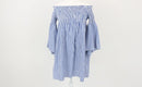 ZARA blue and white stripe off-the-shoulder dress - XS-1