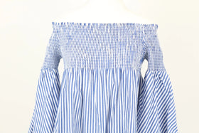 ZARA blue and white stripe off-the-shoulder dress - XS - 0
