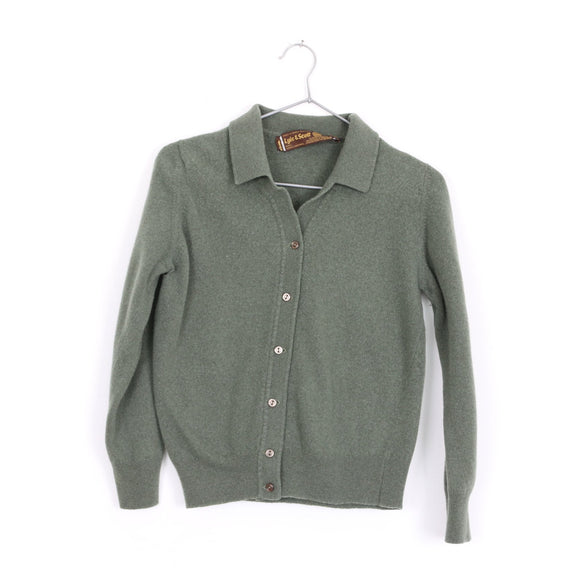 Lyle & Scott Sage Green 100% Super Lambswool Cardigan – Size XS