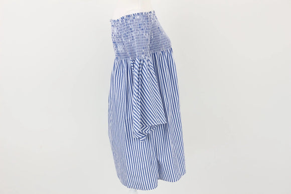 ZARA blue and white stripe off-the-shoulder dress - XS