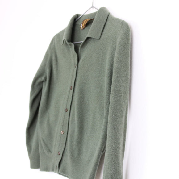 Lyle & Scott Sage Green 100% Super Lambswool Cardigan – Size XS