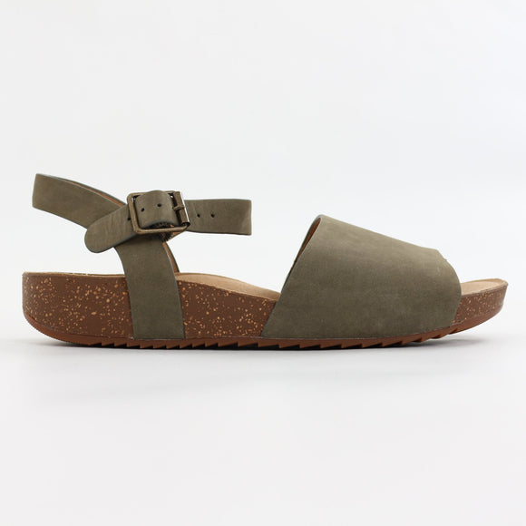 Hotter Khaki Suede Ankle Strap Flat Sandals – Size 6.5