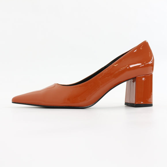 Zara Burnt Orange Patent Leather Pointed-Toe Stiletto Pumps – Size 39