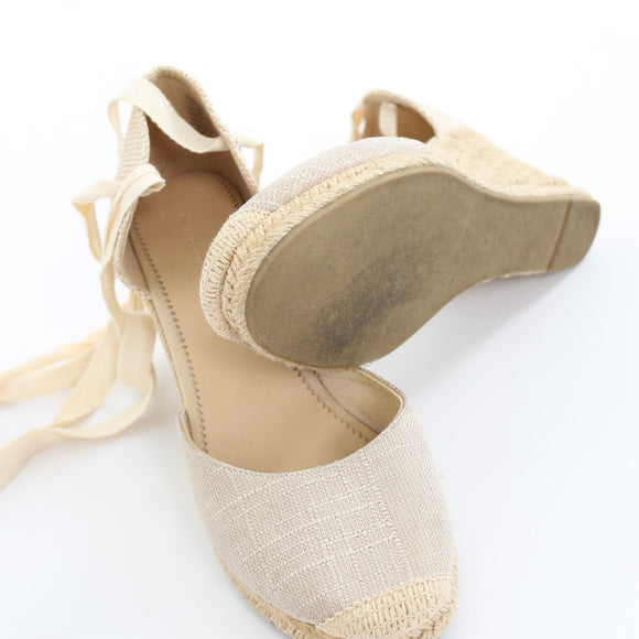 Woolworths Cream Lace-Up Ribbon Tie Espadrilles – Size 7